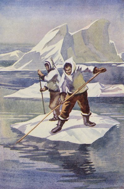 The Boys made an Ice-Raft (litografía en color) de English School