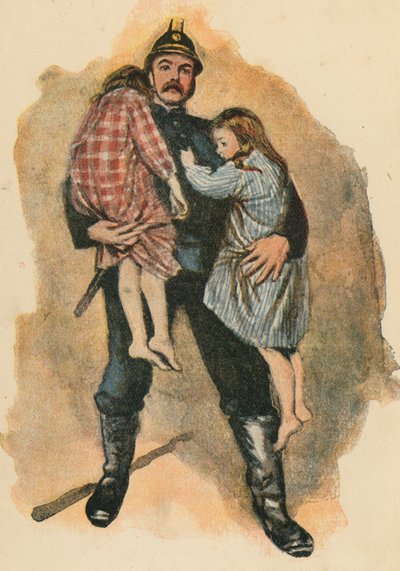El valiente bombero (litografía en color) de English School
