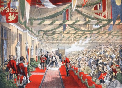 La estación de Bricklayers Arms, 7 de marzo de 1863, de A Memorial of the Marriage of Edward VII and Alexandra of Denmark, pub. 1864 de English School