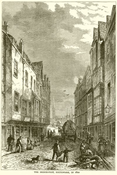 The Bridge-Foot, Southwark, en 1810 de English School
