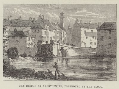 El Puente en Aberystwith, Destruido por la Inundación de English School