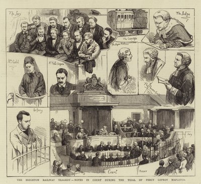 La tragedia del ferrocarril de Brighton, notas en el tribunal durante el juicio de Percy Lefroy Mapleton de English School