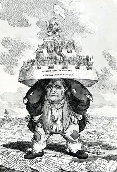 El Atlas Británico, o John Bull apoyando el establecimiento de la paz, grabado por Charles Williams, 1816 de English School
