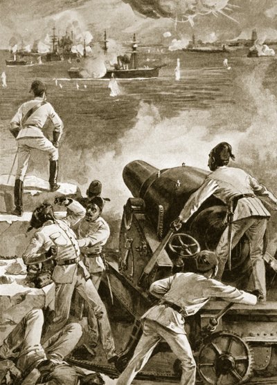 La flota británica bombardea los puertos de Alejandría, 11 de julio de 1882 de English School