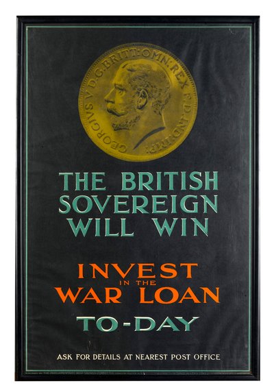 El soberano británico ganará, cartel de préstamo de guerra de la Primera Guerra Mundial de English School