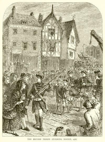 Las tropas británicas entrando en Boston, 1768 de English School