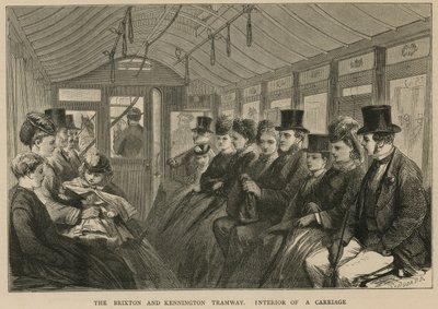 El tranvía de Brixton y Kennington - interior de un vagón de English School