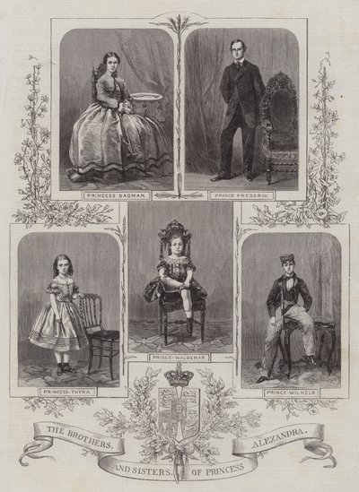 Los hermanos y hermanas de la princesa Alexandra (grabado) de English School