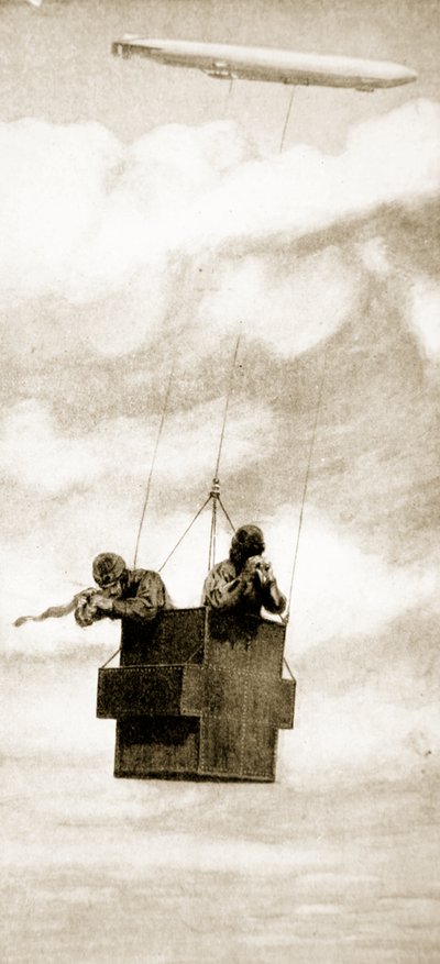 La jaula a prueba de balas del lanzador de bombas Zeppelin, 1914-19 de English School