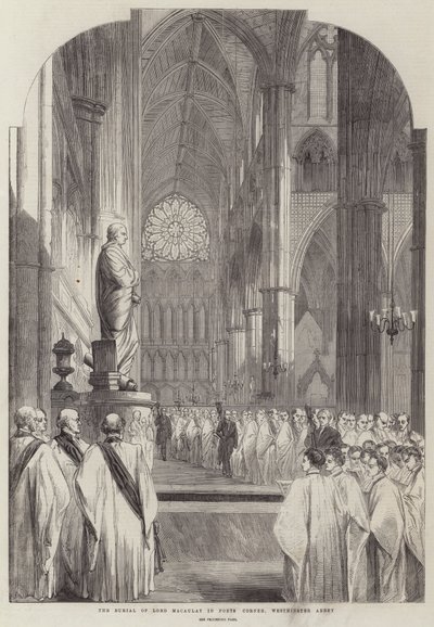 El entierro de Lord Macaulay en el Rincón de los Poetas, Abadía de Westminster de English School