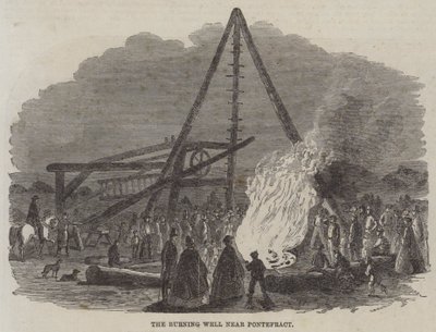 El pozo ardiente cerca de Pontefract (grabado) de English School