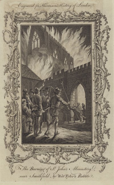 La quema del monasterio de San Juan, cerca de Smithfield, por Wat Tyler