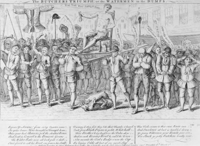 El triunfo del carnicero, o el barquero en los apuros, 1750 de English School