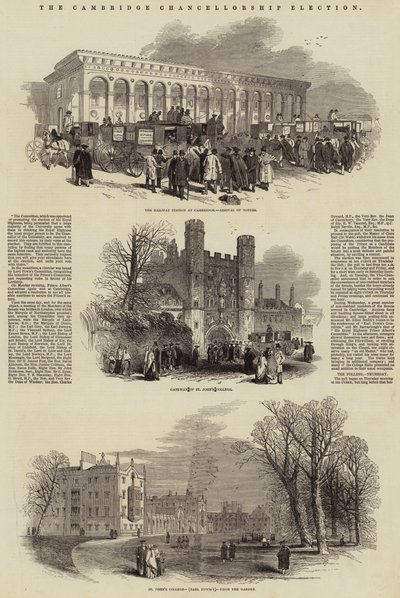 Elección de la Cancillería de Cambridge (grabado) de English School