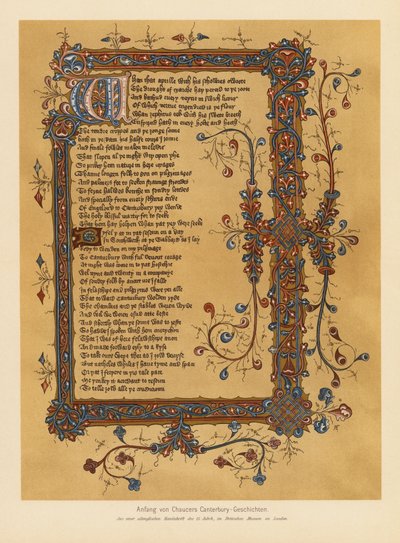 Los cuentos de Canterbury de Geoffrey Chaucer (litografía en color) de English School