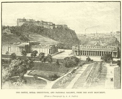 El Castillo, Institución Real y Galería Nacional, desde el Monumento a Scott de English School
