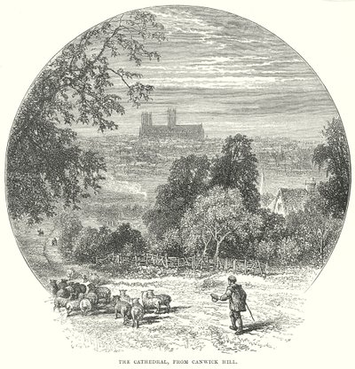 La Catedral, desde Canwick Hill (grabado) de English School