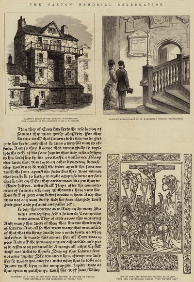 La Celebración del Memorial de Caxton (grabado) de English School