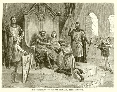 La ceremonia del homenaje feudal, siglo XII de English School