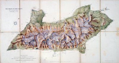 La cadena del Mont Blanc, de una encuesta real en 1863 por A. Adams Reilly, publicada en A Record of Mountain Adventure and Scientific Observation for the Alpine Club, 1865 de English School