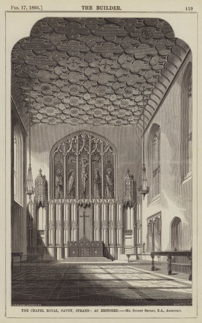 Capilla Real, Savoy, Strand, como restaurada, Sr. Sydney Smirke, RA, Arquitecto de English School