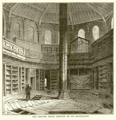 La sala capitular antes de su restauración de English School