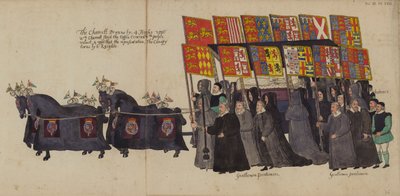El carro en la procesión fúnebre de la Reina Isabel I de English School