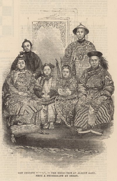 La familia china en la exposición en Albert Gate de English School