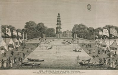La pagoda china y el puente erigidos sobre el canal en St James