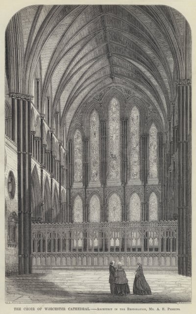 El Coro de la Catedral de Worcester (grabado) de English School