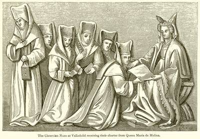 Las monjas cistercienses en Valladolid recibiendo su carta de la reina María de Molina de English School