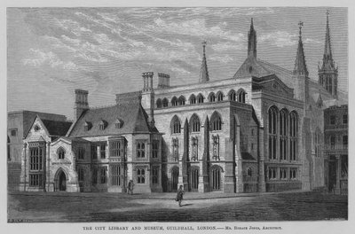 La Biblioteca y Museo de la Ciudad, Guildhall, Londres (grabado) de English School