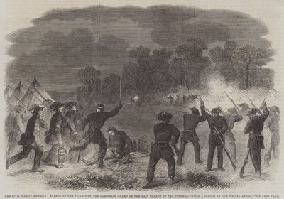 La Guerra Civil en América, Ataque a los piquetes de la Guardia Garibaldi en la rama este del Potomac (grabado) de English School