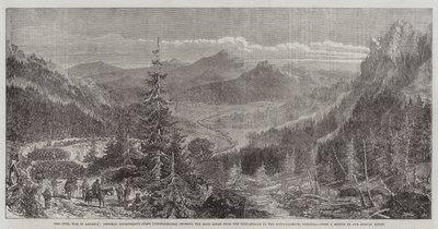 La guerra civil en América, el cuerpo del general Longstreet (Confederados) cruzando Blue Ridge desde Shenandoah hasta Rappahannock, Virginia (grabado) de English School