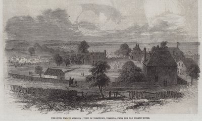 La Guerra Civil en América, Vista de Yorktown, Virginia, desde la Casa Vieja de Nelson (grabado) de English School
