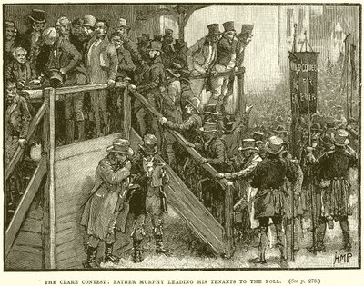 El concurso de Clare: El padre Murphy llevando a sus inquilinos a votar de English School