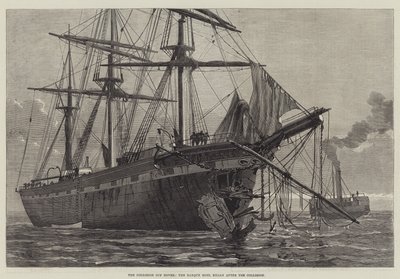 La Colisión frente a Dover, el Barco Moel Eilian después de la Colisión (grabado) de English School