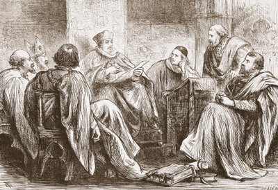 El Cónclave eligiendo al Emperador de Alemania, ilustración de La Historia del Protestantismo de James Aitken Wylie, pub. 1878 de English School