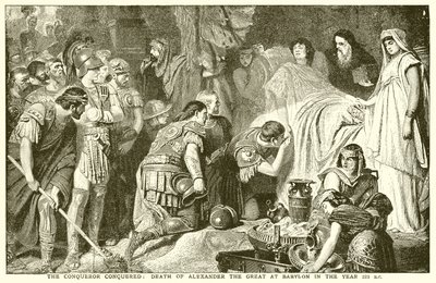 El conquistador conquistado: Muerte de Alejandro Magno en Babilonia en el año 323 a.C. de English School