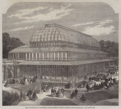El invernadero en los Jardines de la Sociedad Real de Horticultura, South Kensington (grabado) de English School