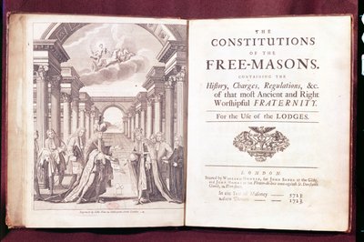 Las Constituciones de los Francmasones por el Dr. James Anderson (c.1680-1739) publicadas en Londres 1723 de English School