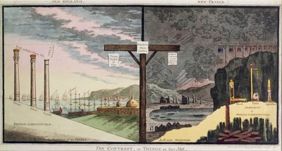 The Contrast, or Things as they Are, publicado por Hannah Humphrey en 1796 (grabado coloreado a mano) de English School