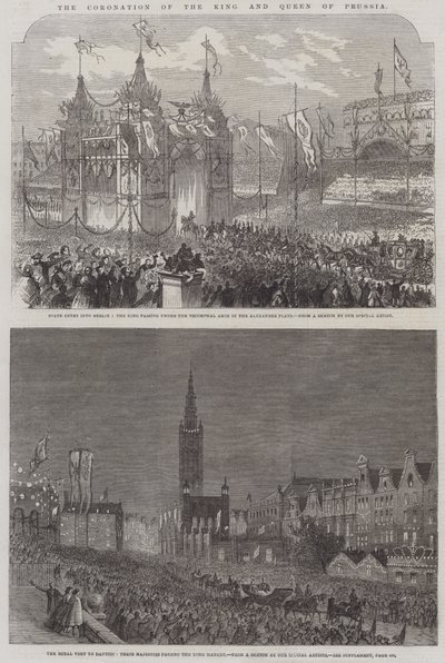 La Coronación del Rey y la Reina de Prusia (grabado) de English School