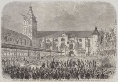 La Coronación del Rey y la Reina de Prusia, la Procesión desde la Iglesia del Castillo, Konigsberg, después de la Coronación (grabado) de English School