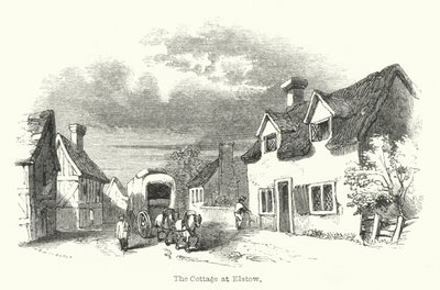 La Cabaña en Elstow (grabado) de English School