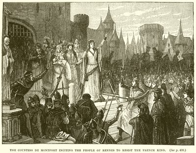 La Condesa de Montfort incitando al pueblo de Rennes a resistir al Rey de Francia de English School