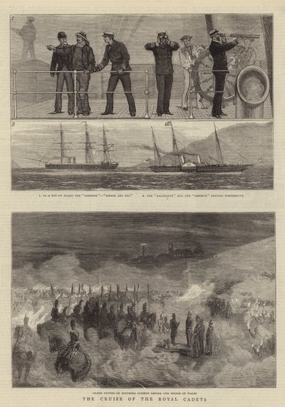 El Crucero de los Cadetes Reales (grabado) de English School