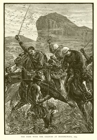 La carga con los colores en Isandhlwana, 1879 de English School