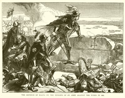 La defensa de Malta por los Caballeros de San Juan contra los turcos en 1565 de English School