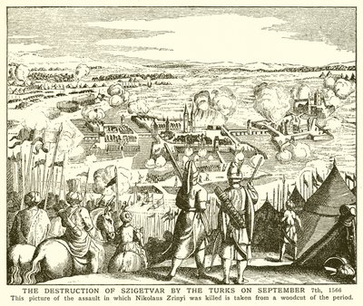 La destrucción de Szigetvár por los turcos el 7 de septiembre de 1566 de English School